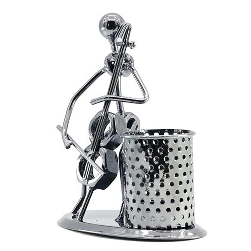 

Pen Delicate Crafts Container Brush Pot Desktop Decoration Holder Music Man Model