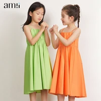amii kids slip dress for girls summer loose casual comfortable cotton high waist sleeveless children vestidos 22140020