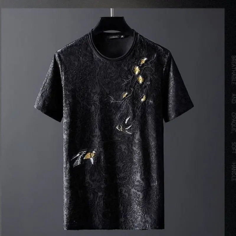 Men's Sports Suit Summer Fashionable Handsome Embroidered Printed Short-sleeved Trousers Two-piece Set