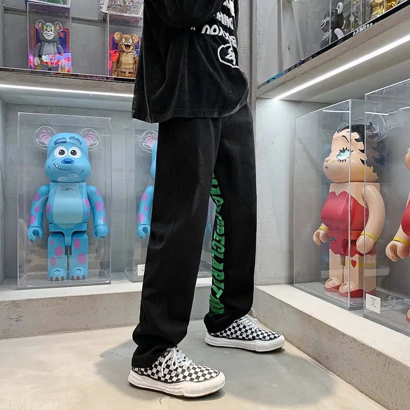 Free Shipping Fashion Brand Letter Embroidered Casual Pants American Men's Ins Street Hip Hop Trend Loose Straight Sports Pants