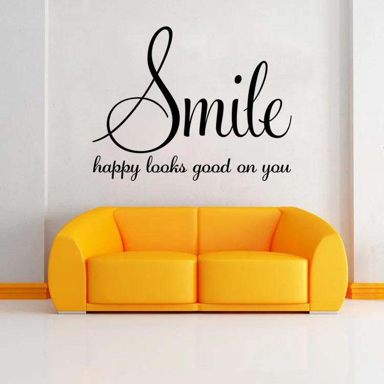 

English Proverbs Carved Wall Stickers Smile Living Room Creative Decorative Painting Removable Wall Decals