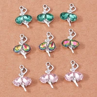 10pcs 14x22mm elegant crystal dance girl charms pendants for making earrings necklace diy keychains crafts jewelry findings