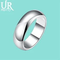 urpretty sterling silver smooth circle wedding rings for women men classic engagement ring female silver 925 fine jewelry 2022
