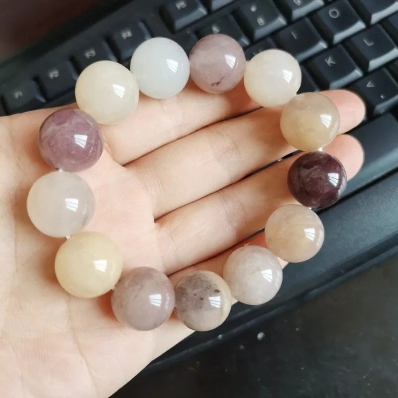 Браслеты из чистого натурального золота нефритовые бусины дымчатые фиолетовые