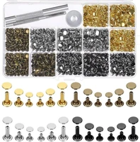 480 sets 4 colors 3 sizes leather rivets double cap rivet tubular metal studs with tool kit for leather craft repairs decoration