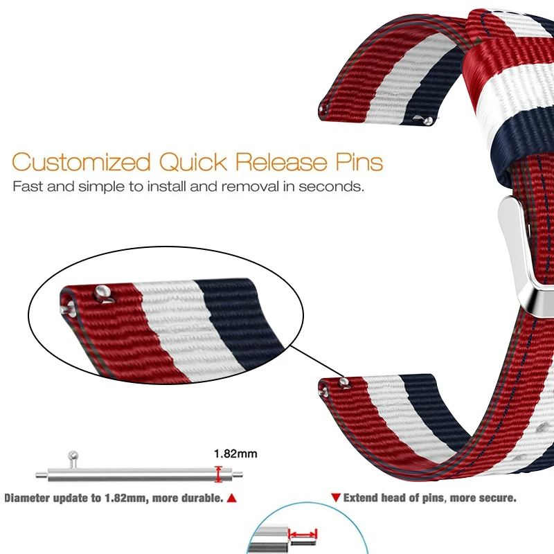 Nylon Strap For Samsung Galaxy Watch 4 40mm / 44mm Smartwatch Replacement Band Quick Release Woven Bracelet Accessories