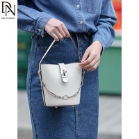 dn cowhide genuine leather bucket bag for women ladies shoulder bags chain clutch handbags 2022 fashion womens crossbody purse