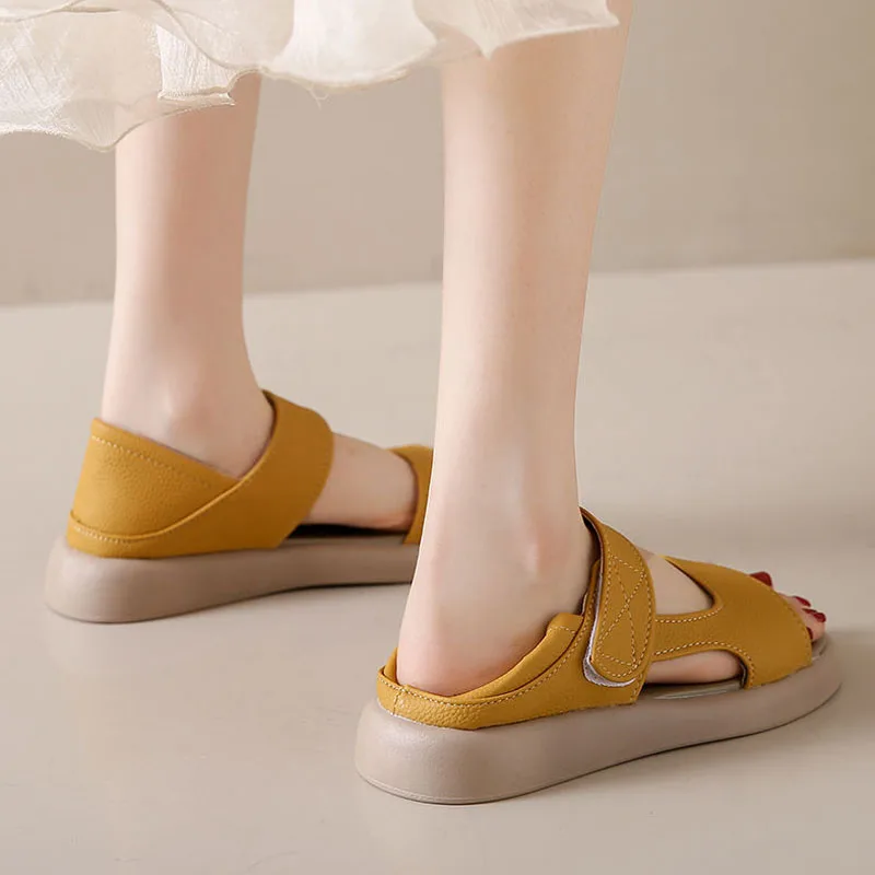 Женские сандалии размера плюс летние роскошные мягкие кожаные новый дизайн