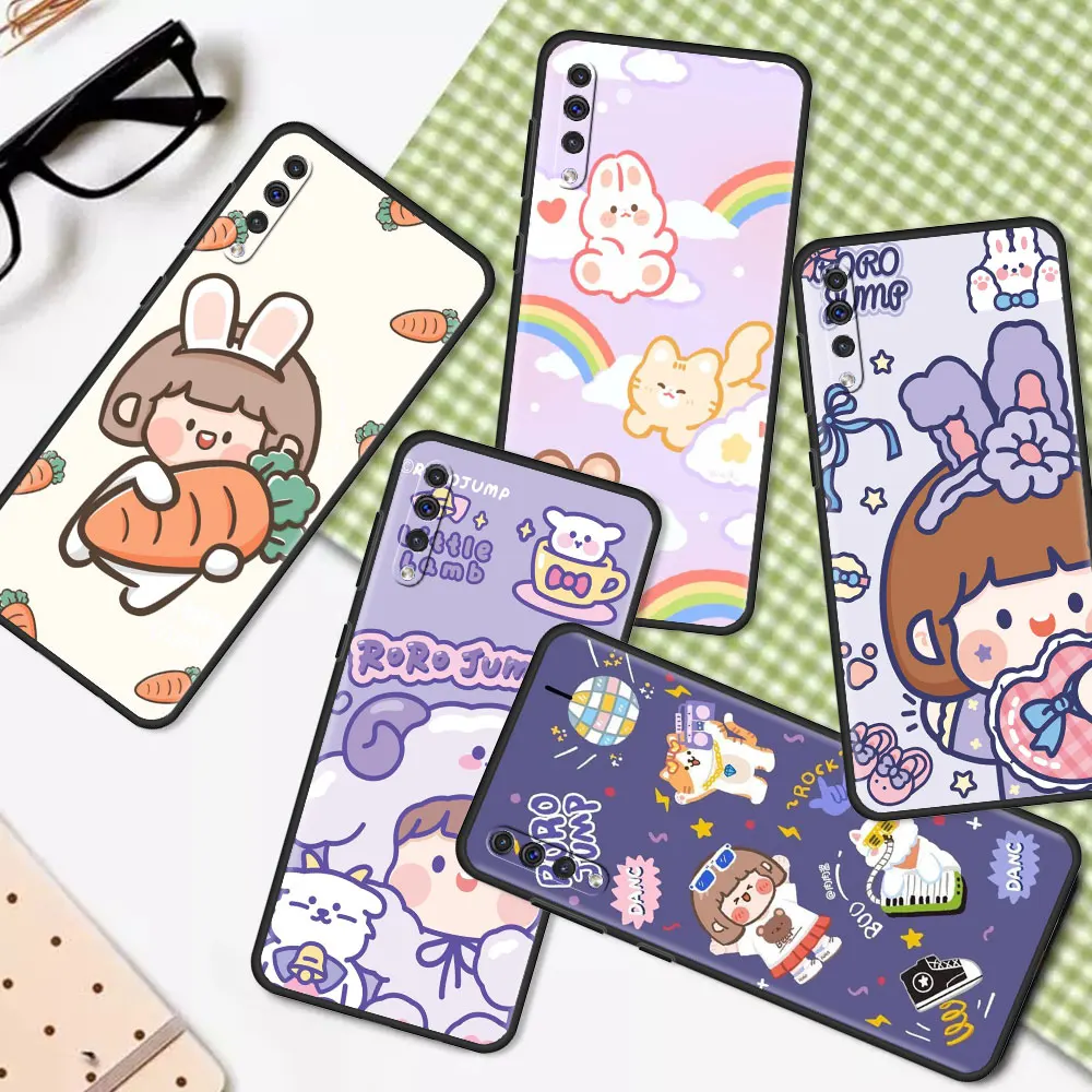 

Cute Cartoon Girl Case For Samsung Galaxy A50 A10 A70 A30 20e A40 A10s A20s M31 M30s M51 M52 5G Soft Phone Capa