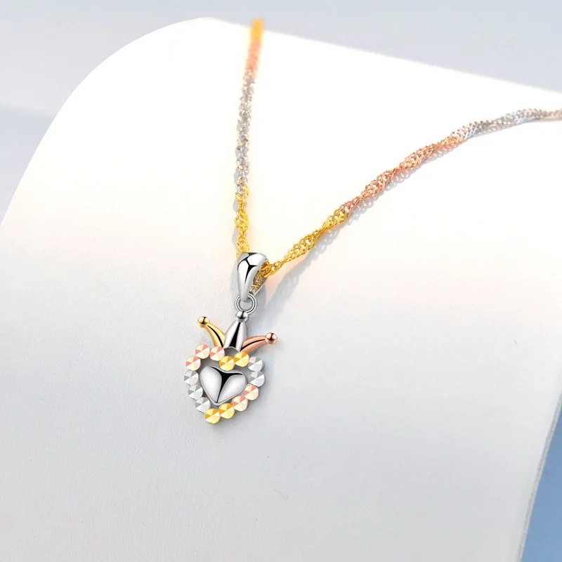 

Necklace Women's 925 Sterling Silver Plating Color Gold Heart Crown Pendant Light Luxury Minority Design Color Silver Necklace X