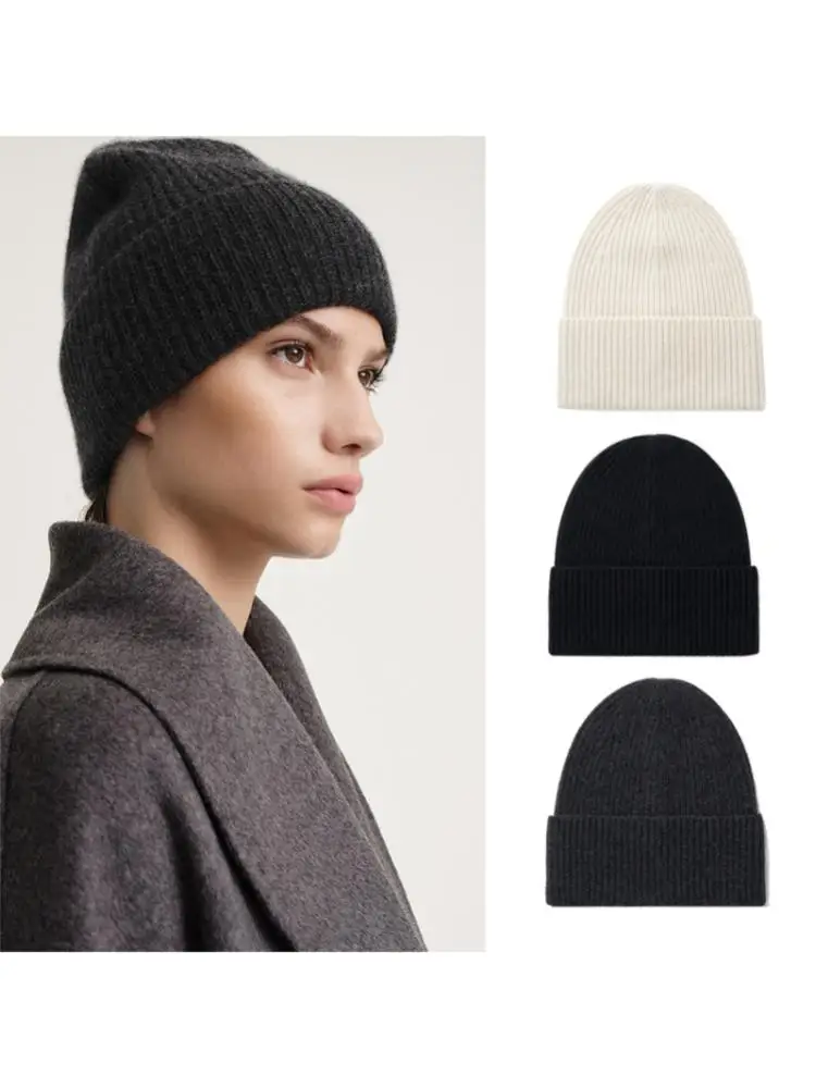 

Women and Men Warm Knit Beanie Rib Knitted Hat 2022 Autumn Winter New Solid Color Fashion All-Match Stretch Ladies Knitwear Caps