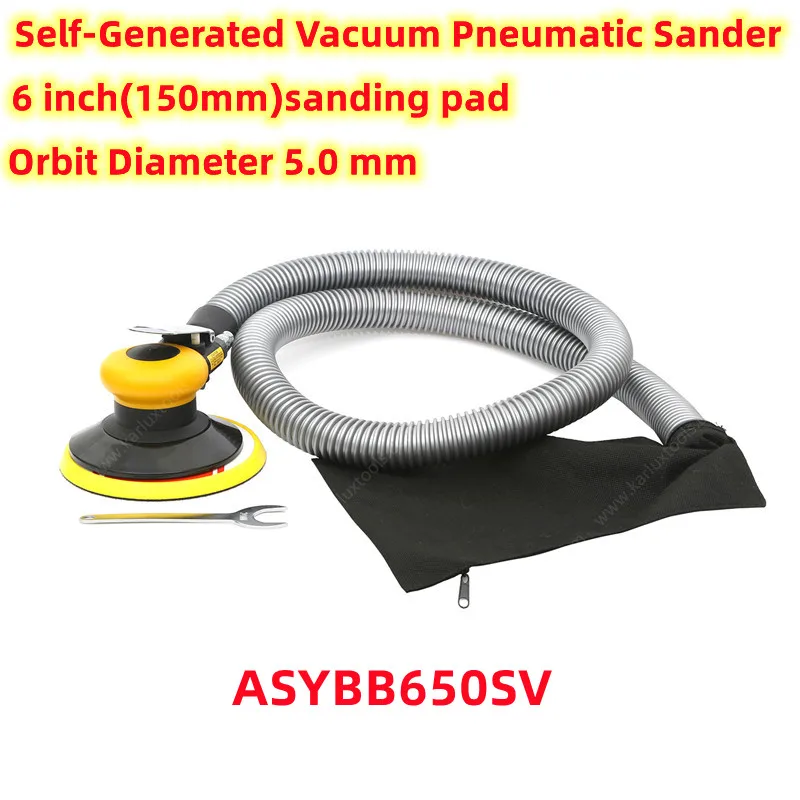 Self Generated Vacuum 6inch Power Sanding Machine Random Orbital Dual Action Air Polisher Pneumatic Palm Buffer Polishing Tools