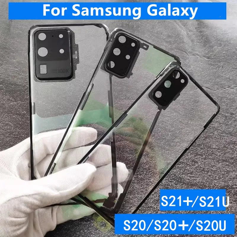 Фото Прозрачная задняя крышка корпуса G998 G996 G988 для Samsung Galaxy S21 Ultra S20 Plus, сменная задняя панель для ремонта + линза камеры №1