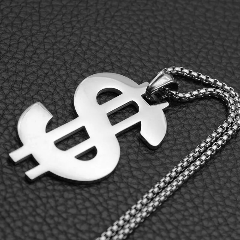 

CRUCIO Hip Hop Currency Dollar Sign Pendant Necklace Stainless Steel Jewelry Men Chunky Trendy Punk Vintage Accessories Cute