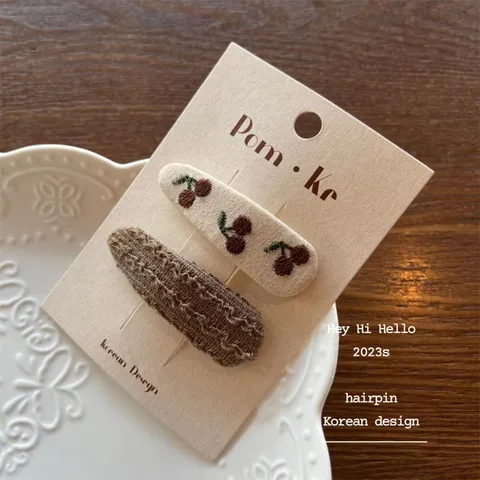 Заколки для волос детские тканевые с цветочным принтом