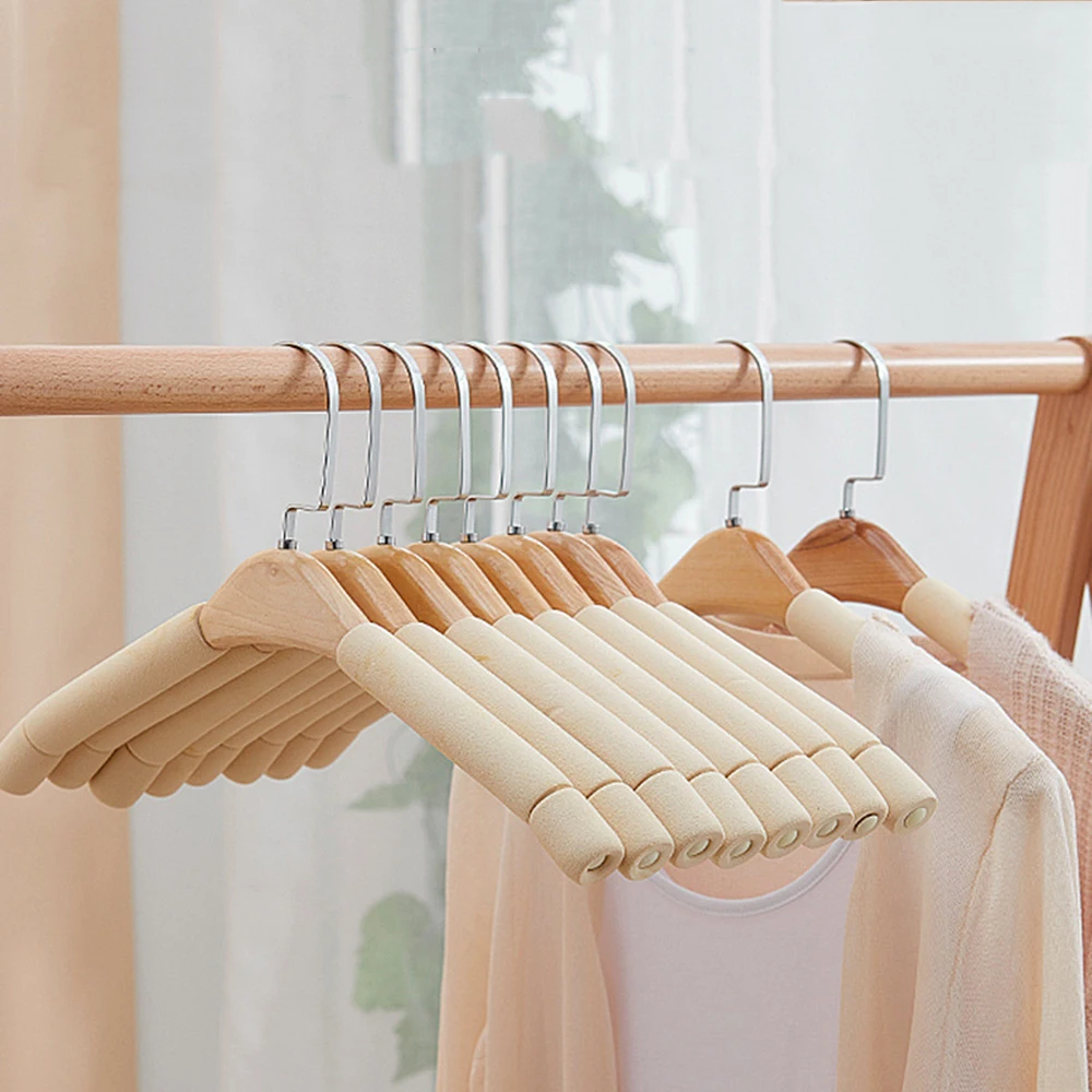 

4Pcs Solid Wood Sponge Clothes Hanger Non-Slip Clothing Support, Anti-Slip Thick Clothes Hanger Sponge Solid Wood Hanger
