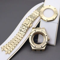 41mm case gold watch strap parts 31 8mm dial watchband accessory for seiko nh35 nh36 movement sapphire crystal glass waterproof