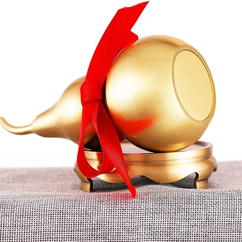 Декор фэн-шуй-латунная тыква Ву Лу с красной полосой удачи для идеального