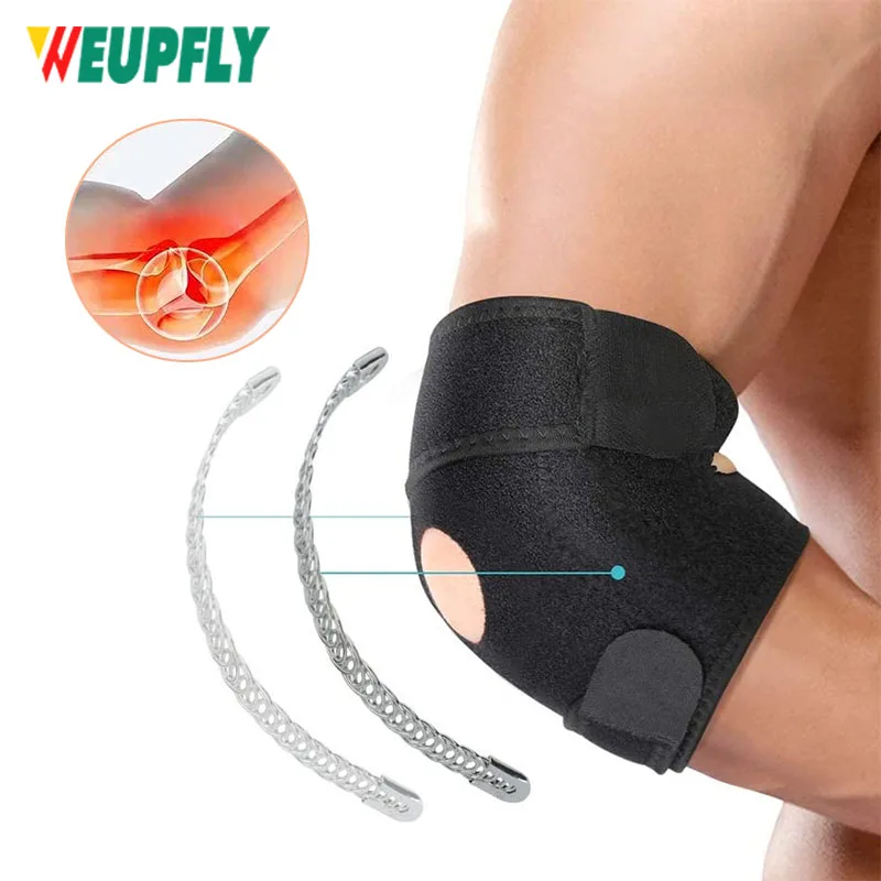 

1Pcs Elbow Brace, Adjustable Elbow Support with Dual-Spring Stabilizer, Elbow Strap for Tennis Elbow, Sports Injury Pain Relief