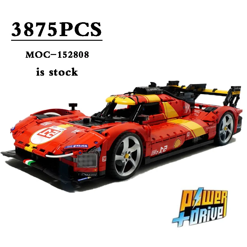 

Classic MOC-152808 Sports Car Track F1 499P 1:8 Scale Racing 3875PCS Building Blocks Assembly Splicing Toy DIY Birthday Gifts