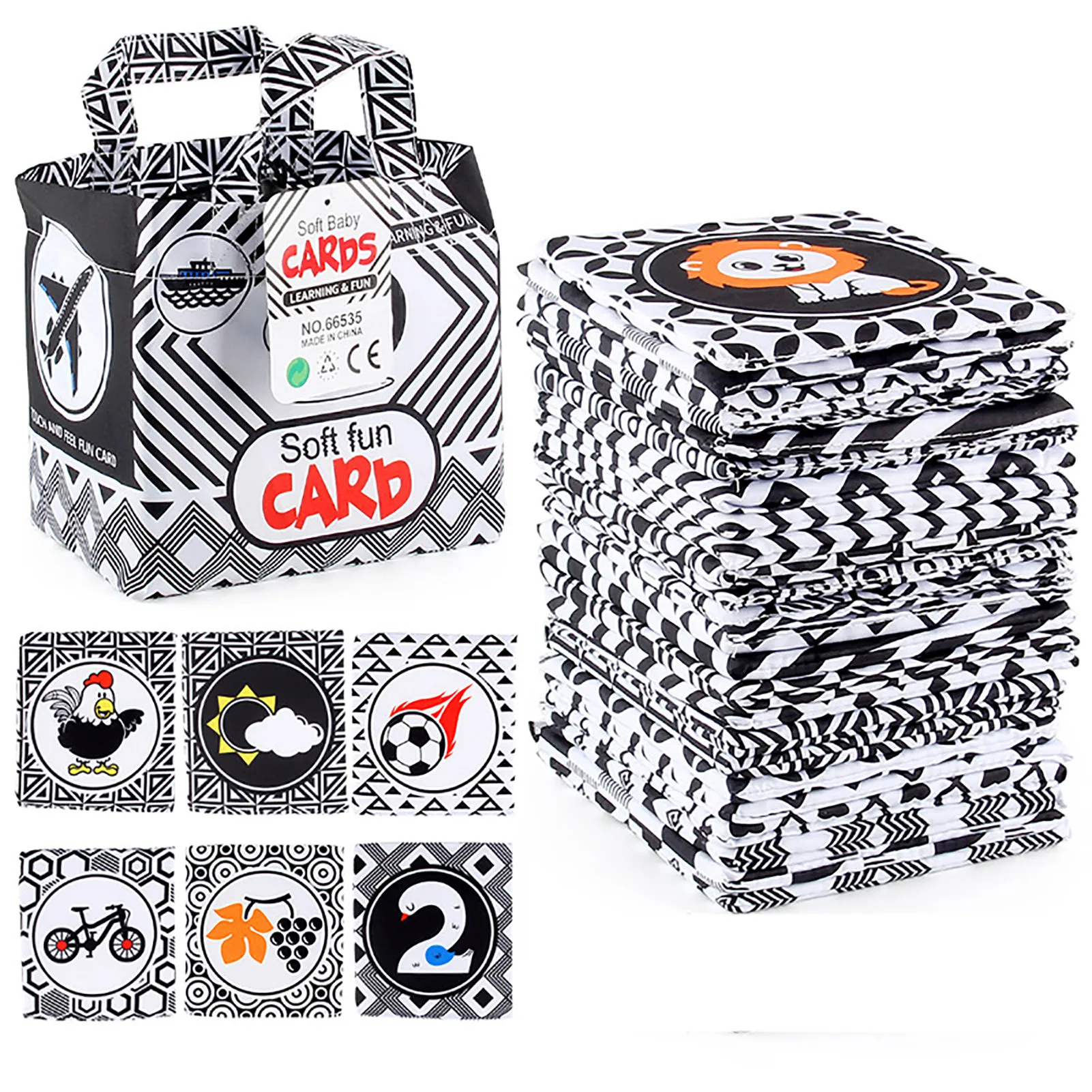

Soft Fruit Cards With Cloth Storage Bag Black White Soft Flash Cards For Babies Infants Early Educational Toys For 0-6 Months