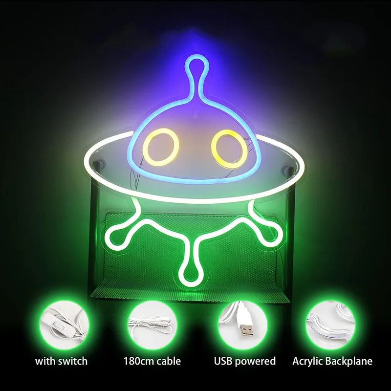 

Custom Alien Spaceship LED Neon Light for Bedroom Kids Room Decor Neon Sign Lamp Art Bar Home Party Wall Hanging Decor Ornaments