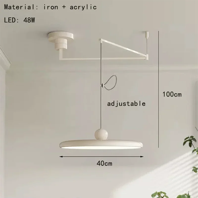 Светодиодный подвесной светильник в кремовом стиле, креативные художественные акриловые передвижные люстры для домашнего декора для спальни, кабинета, студийные светильники