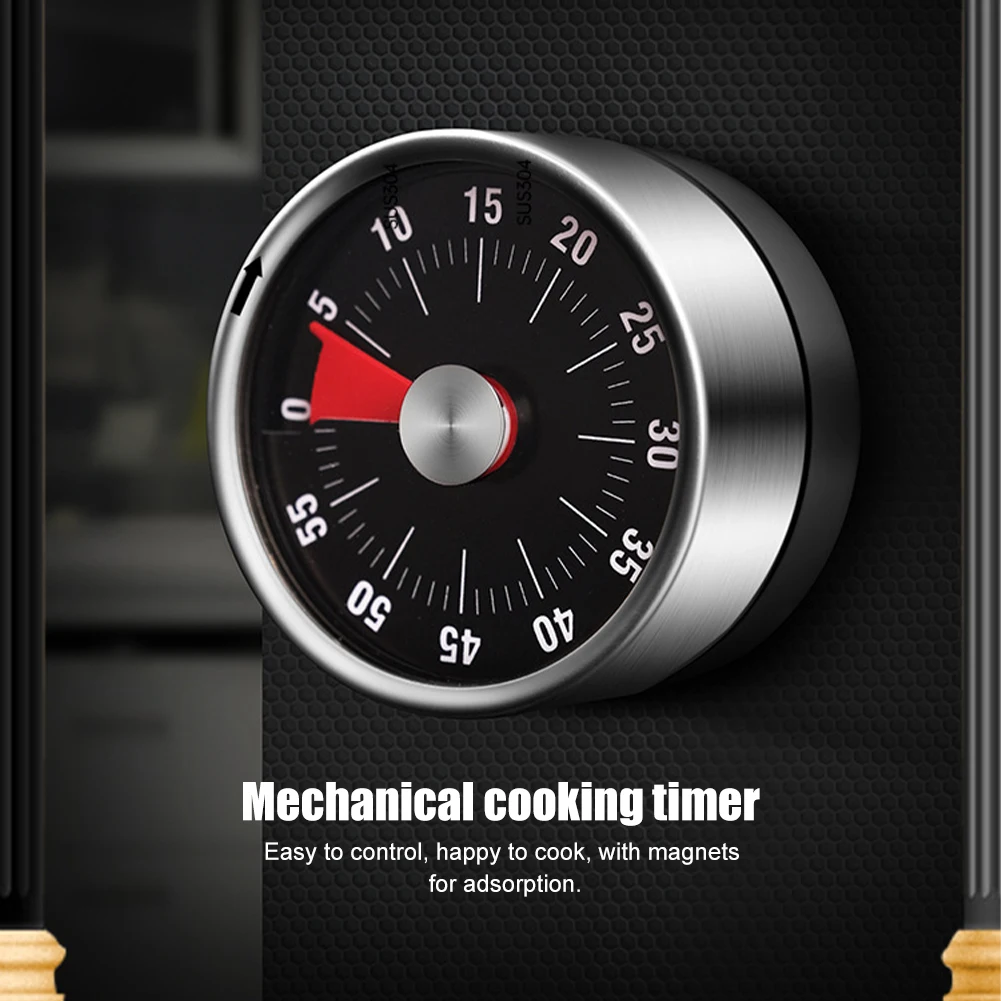 

Magnetic Stainless Steel Kitchen Visual Timer Mechanical Countdown Timers 60 Minutes Alarm Kitchen Cooking Baking Timers