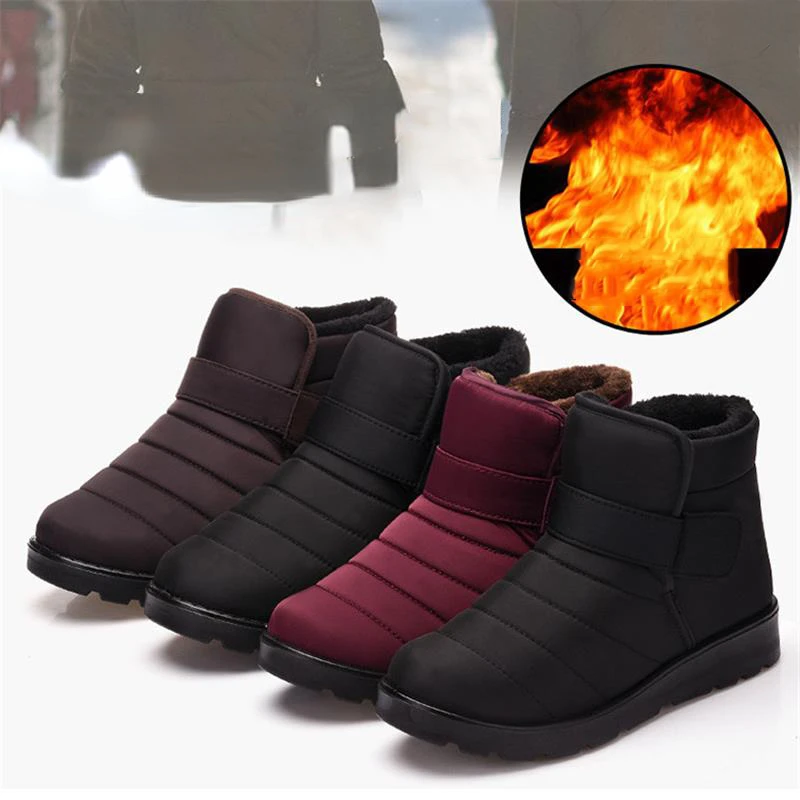 

Ботинки женские на меху, плюшевые непромокаемые ботильоны на платформе, без застежки, плоская подошва, зимняя обувь