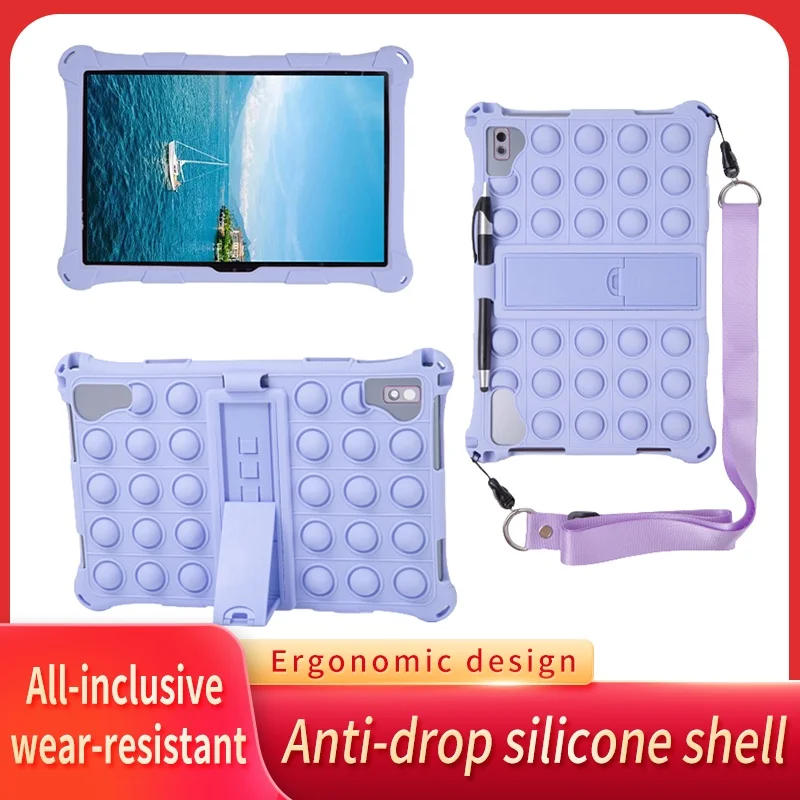 

for Teclast M40 Plus M40 Pro Push Bubble Fidget Toy Silicon Tablet Kickstand Cover Case with Strap Pen Holder