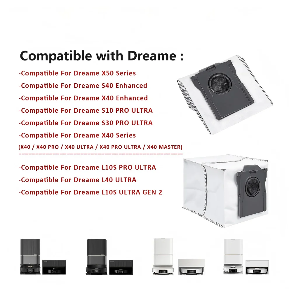 Фото Совместимые запасные части для Dreame X60 Max Ultra, X30 Ultra, L10s Ultra Gen 2, L40 Ultra, S30 Pro Ultra: мешок для сбора пыли с активированным углем №3