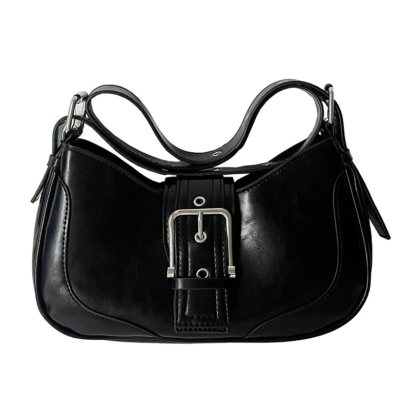 Fashion Shoulder Bag for Women PU Leather Black Simple Underarm Bag 2023 Luxury Designer Purses and Handbags Ladies Hand Bags