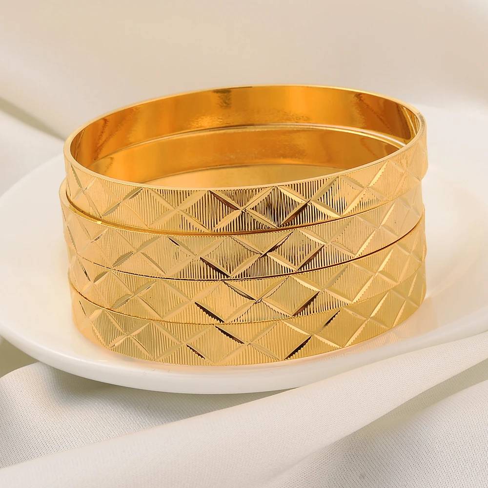

65MM 24K Gold Dubai Wedding Bangles For Women Ethiopian Jewelry Gold Color Indian Bangles Bracelets Women Birthday Jewelry Gifts