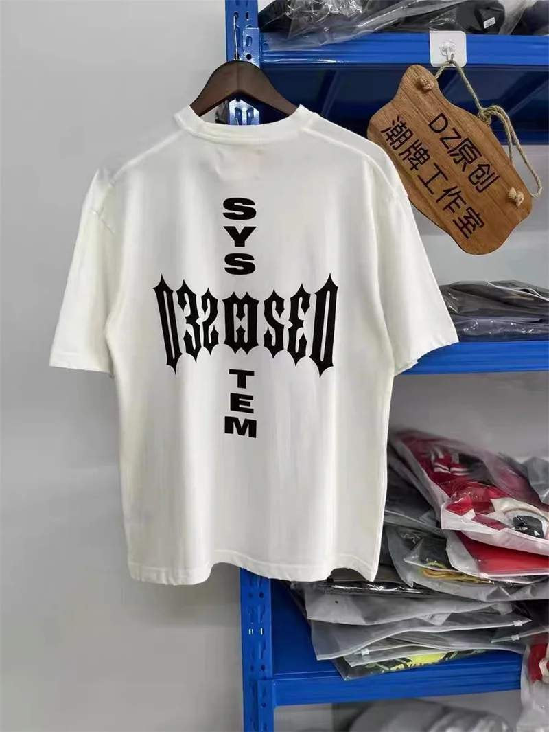 032c футболка с надписью Shiri коротким рукавом летняя мужская женская Повседневная