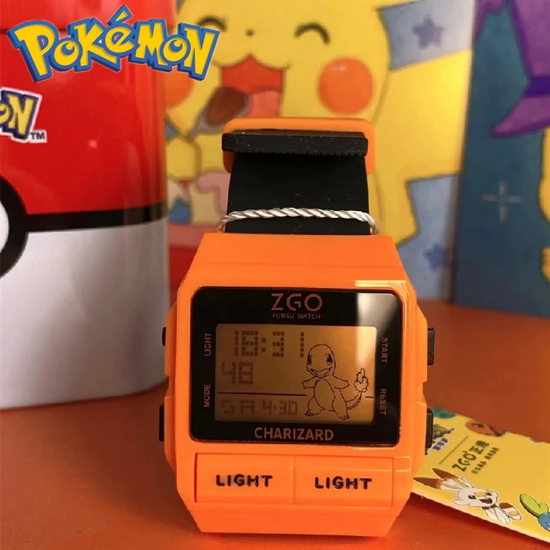 

Оригинальные часы Pokemon Psyduck чармандер шарнирные Zgo аниме водонепроницаемые светящиеся спортивные электронные часы подарок для студентов на день рождения