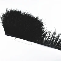 1meters ostrich feathers trim trims width 8 10cm black ostrich feather ribbon clothing accessories wedding feathers decoration