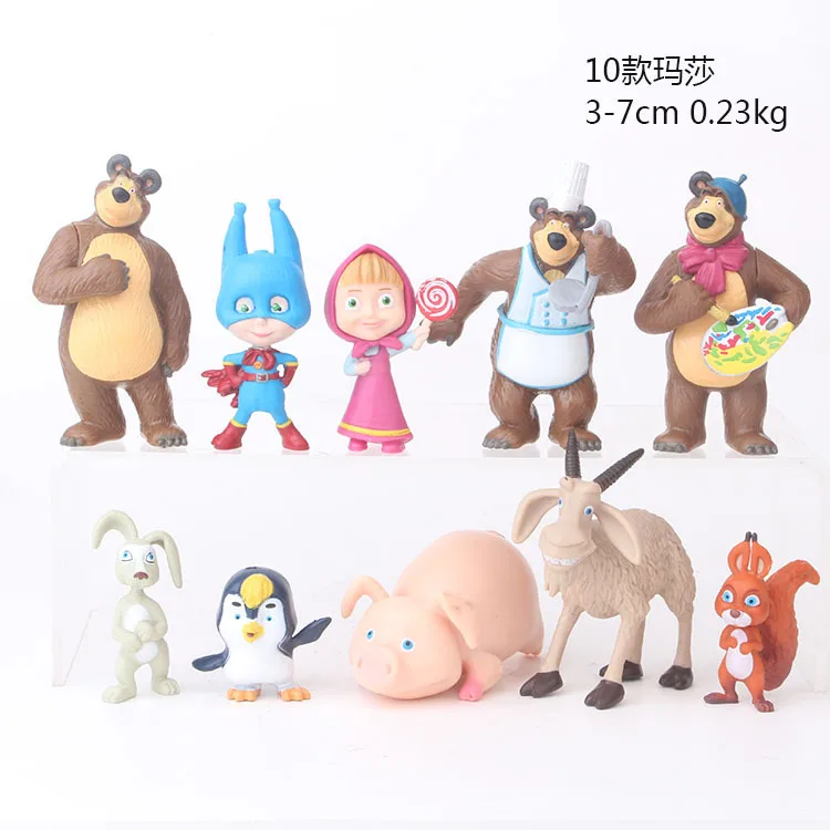 

10pcs/set Masha Figure Toys Doll Masse Bear for Kids