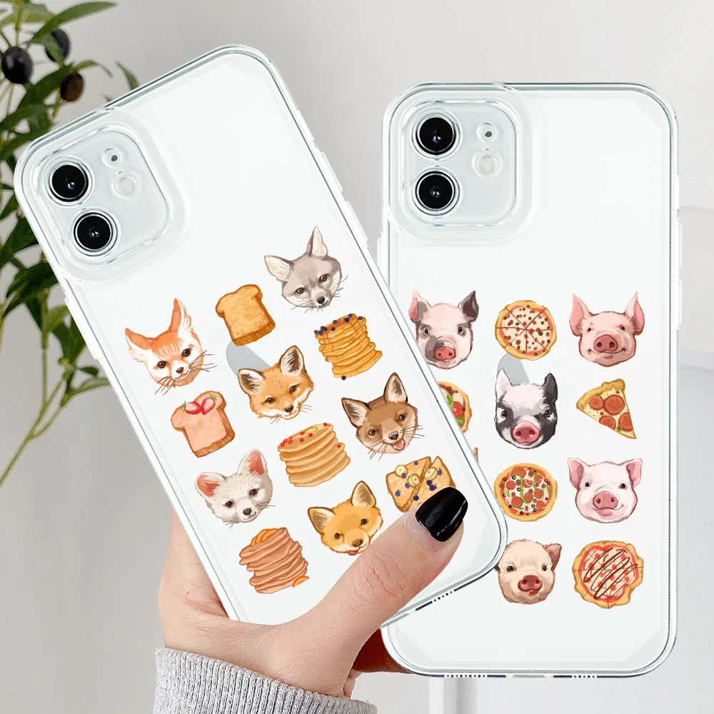 Cartoon Dog Food Pizza Hamburger Phone Case for iPhone 12 11 13 Pro MAX Mini 7 8 Plus X XS Max XR Clear Soft Cover Fundas Shells