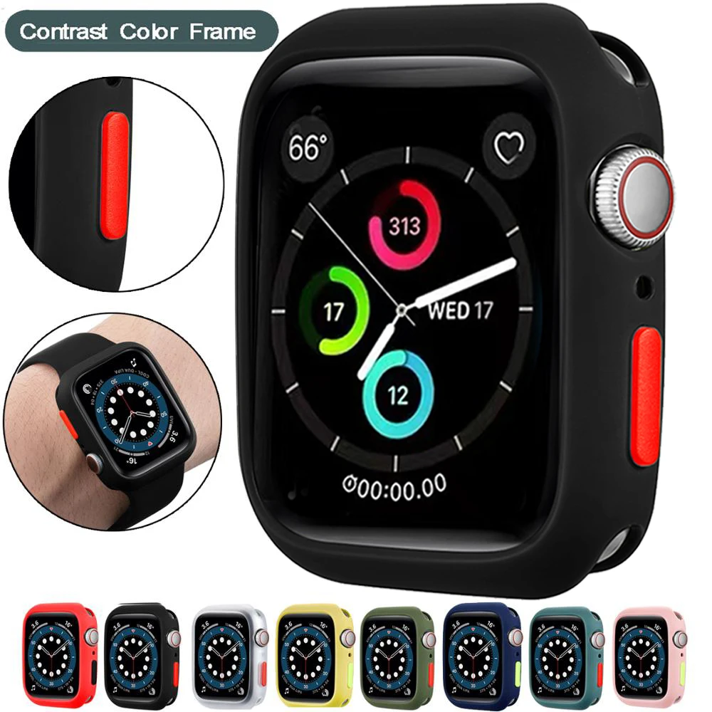 Bumper Case for Apple Watch 7 6 SE 5 4 3 2 41MM 38MM 40MM Soft Silicone Shockproof Protection Shell iWatch 42MM 44MM 45MM Rubber