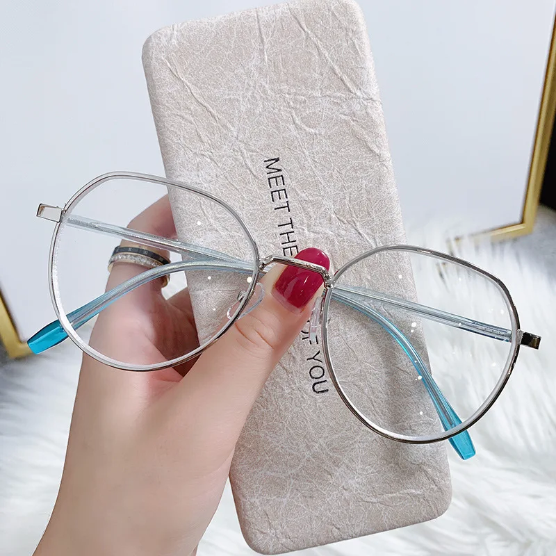 

1PC Polygon Anti Blue Light Eyeglasses Matel Frame Eye Glasses Office Computer Goggles Eyewear Accessories