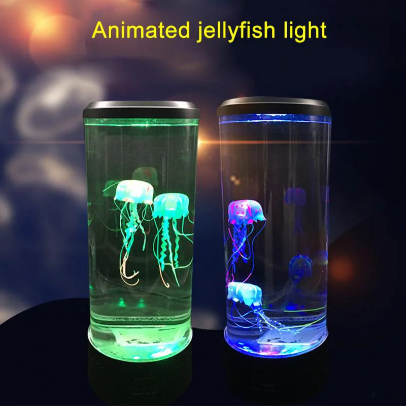 

2022 LED Simulation Jellyfish Lava Lamp USB Colorful Bedroom Bedside Atmosphere Night Light Birthday Gift Room Ornamental Lights