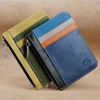 fashion slim bank credit card holder genuine leather drivers license holder for women men cowhide leather wallet coin purse