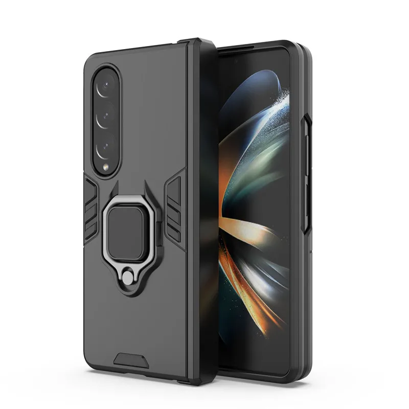 For Samsung Galaxy Z Fold4 Case Samsung Z Fold4 Cover Shockproof Hard PC Ring Stand Protective Bumper For Samsung Galaxy Z Fold4