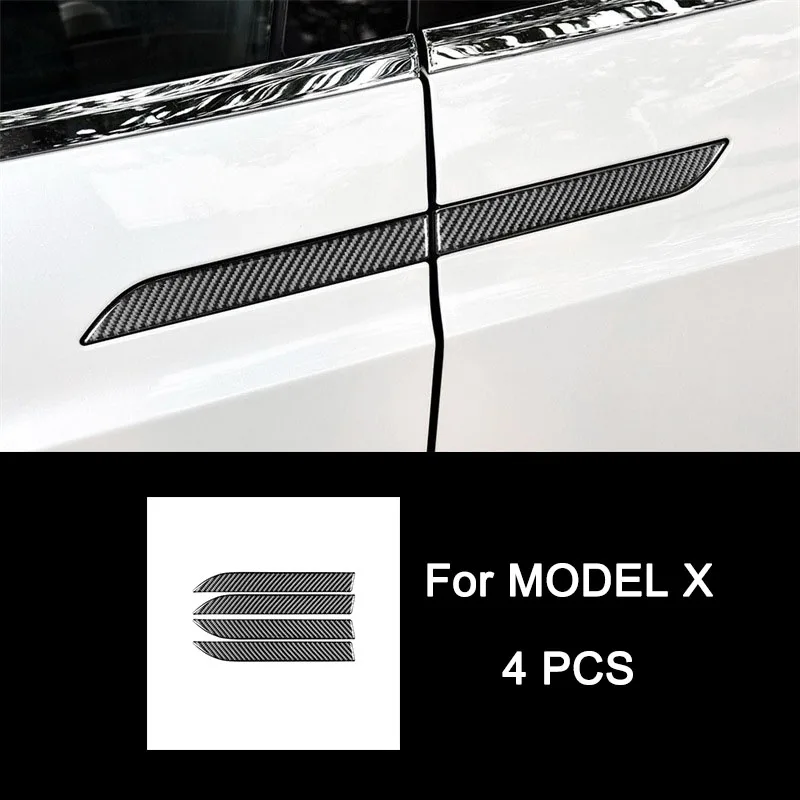 Для Tesla Model X, внешняя дверная ручка из углеродного волокна, декоративная наклейка, аксессуары для модификации интерьера, обновление