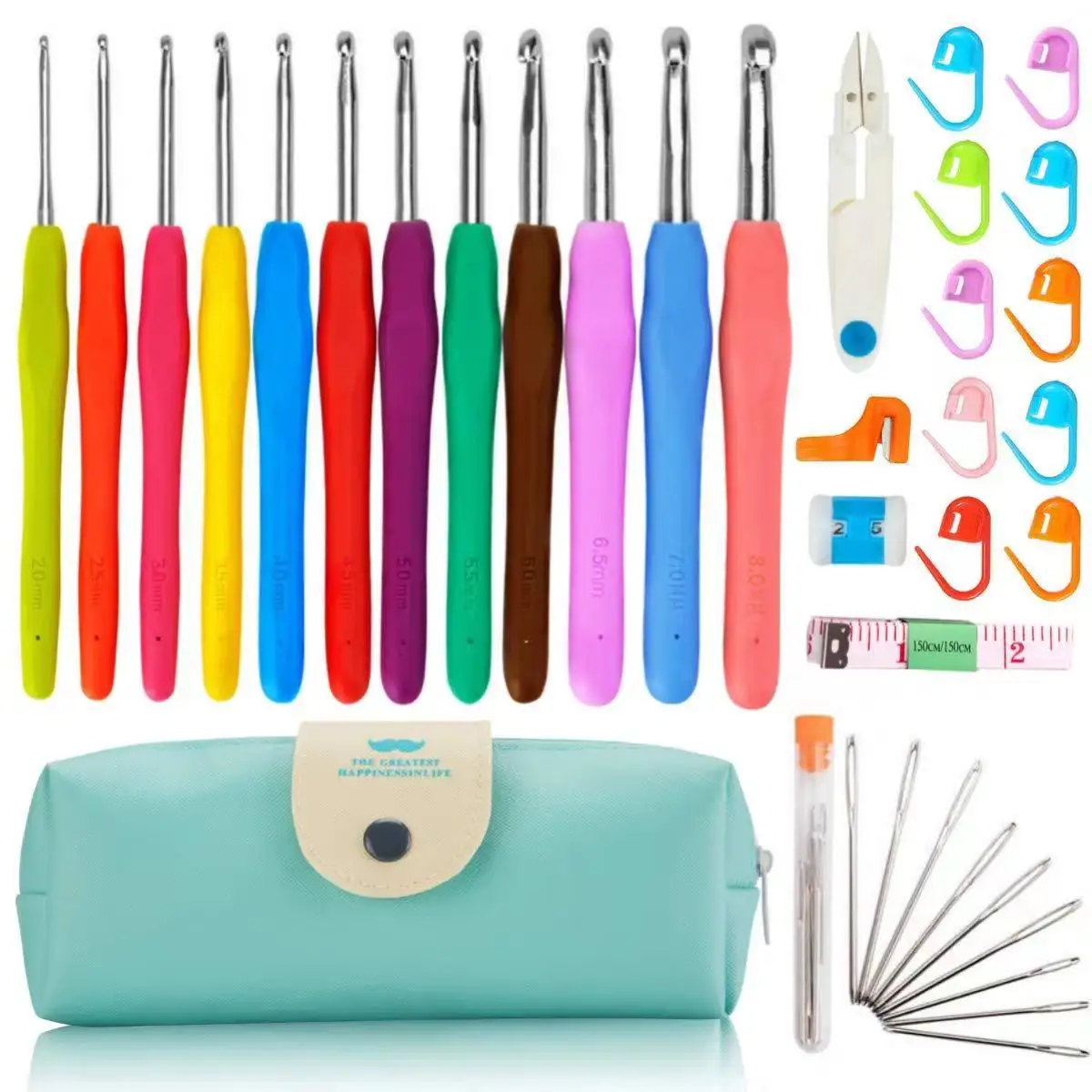 12/37pcs Ergonomic Crochet Hook Set Extra Long Kit Crochet Needles Knitting Crochet Tricot Accessories For Beginners Comfortable