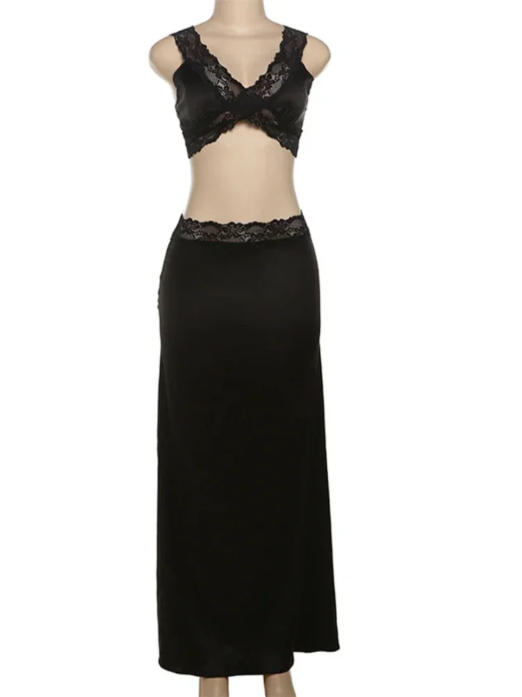 Ueteey летний женский комплект из 2 предметов сексуальные узкие кружевные лоскутные