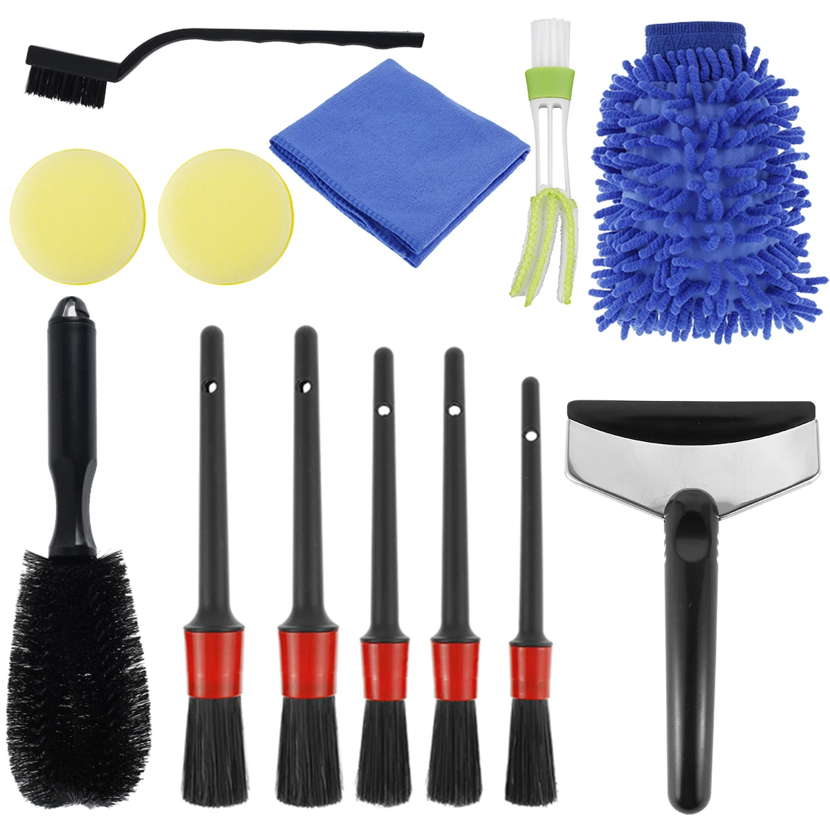 

13pcs Car Cleaning Brush Kit with Detailing Brush, Air Vents Cleaning Brush Snow Shovel Wheel Brush