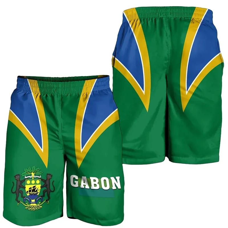 Шорты мужские пляжные с 3D-принтом гавайская Карта Африки Габон флаг герб