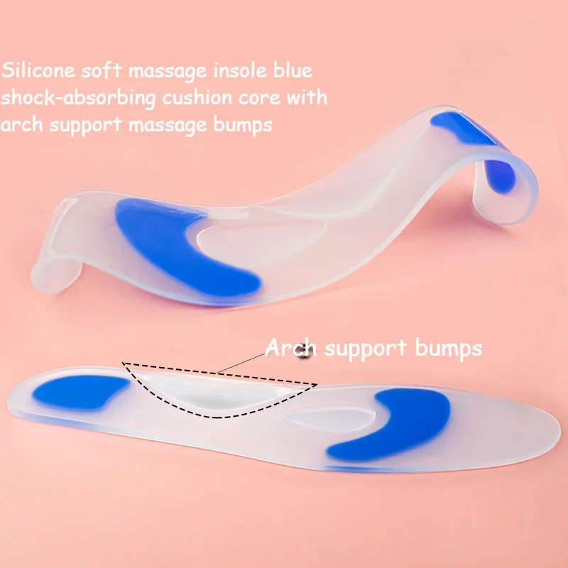 Transparent Soft Silicone Insole Women's Full-length Pad Arch Support Massage Non Slip Running Sports Shock-absorbing Insole Mi
