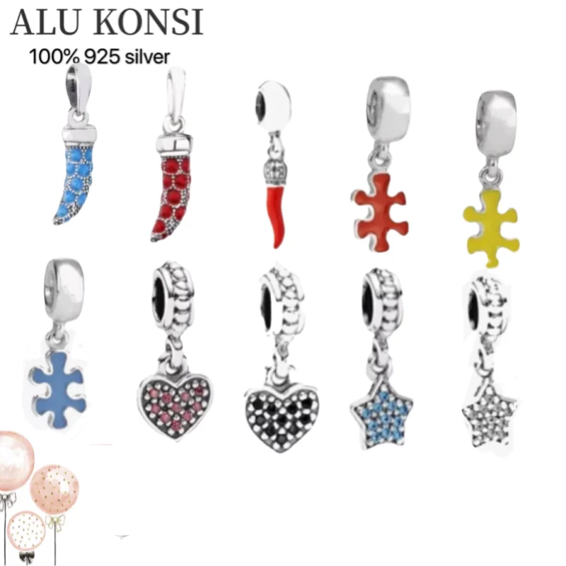 

925 sterling silver Heart-shaped series cross style pendant beads DIY accessories beads Original For charm Women Jewelry